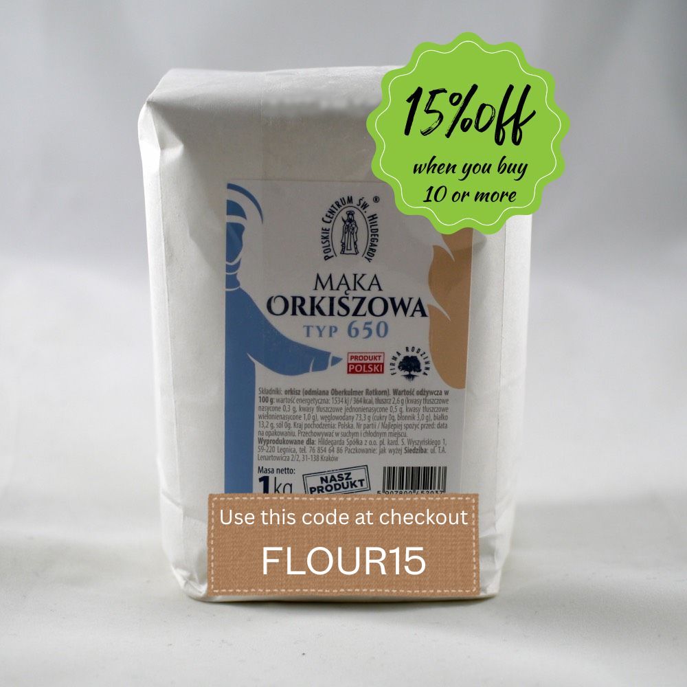 Light spelt flour type 650 „Hildegarda” - 1 kg (2.2 lbs)