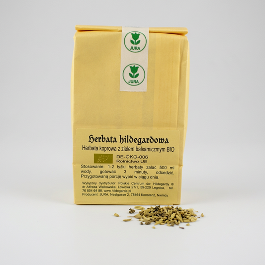 Yellow package of Fennel tea 
on a white background