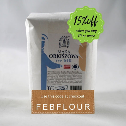 Light spelt flour type 650 „Hildegarda” - 1 kg (2.2 lbs)