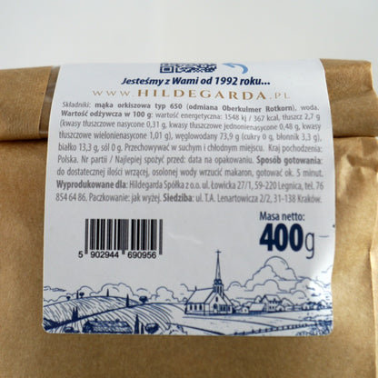 Makaron orkiszowy, spiralki bezjajeczne "Hildegarda" 400 g (14.11oz)