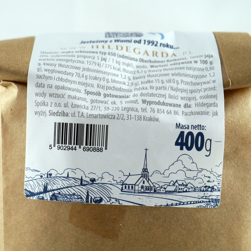 Spelt pasta, Egg spirals "Hildegarda", 400g (14.11oz)