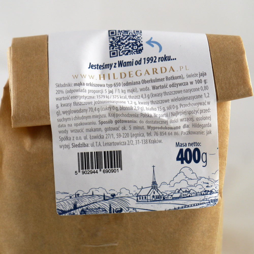 Makaron Orkiszowy, Muszelki "Hildegarda" 400g (14.11oz)