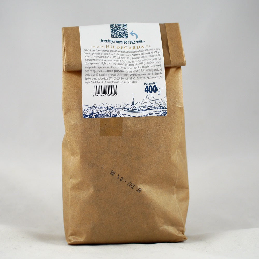 Spelt pasta, Egg Elbow, “Hildegarda” - 400 g (14.11 oz)